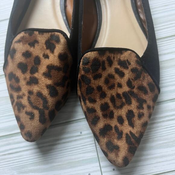 Gap Women’s  Black and Animal Print Pointed Toe D’Orsay Ballet Flats Sz 7 - Picture 6 of 9